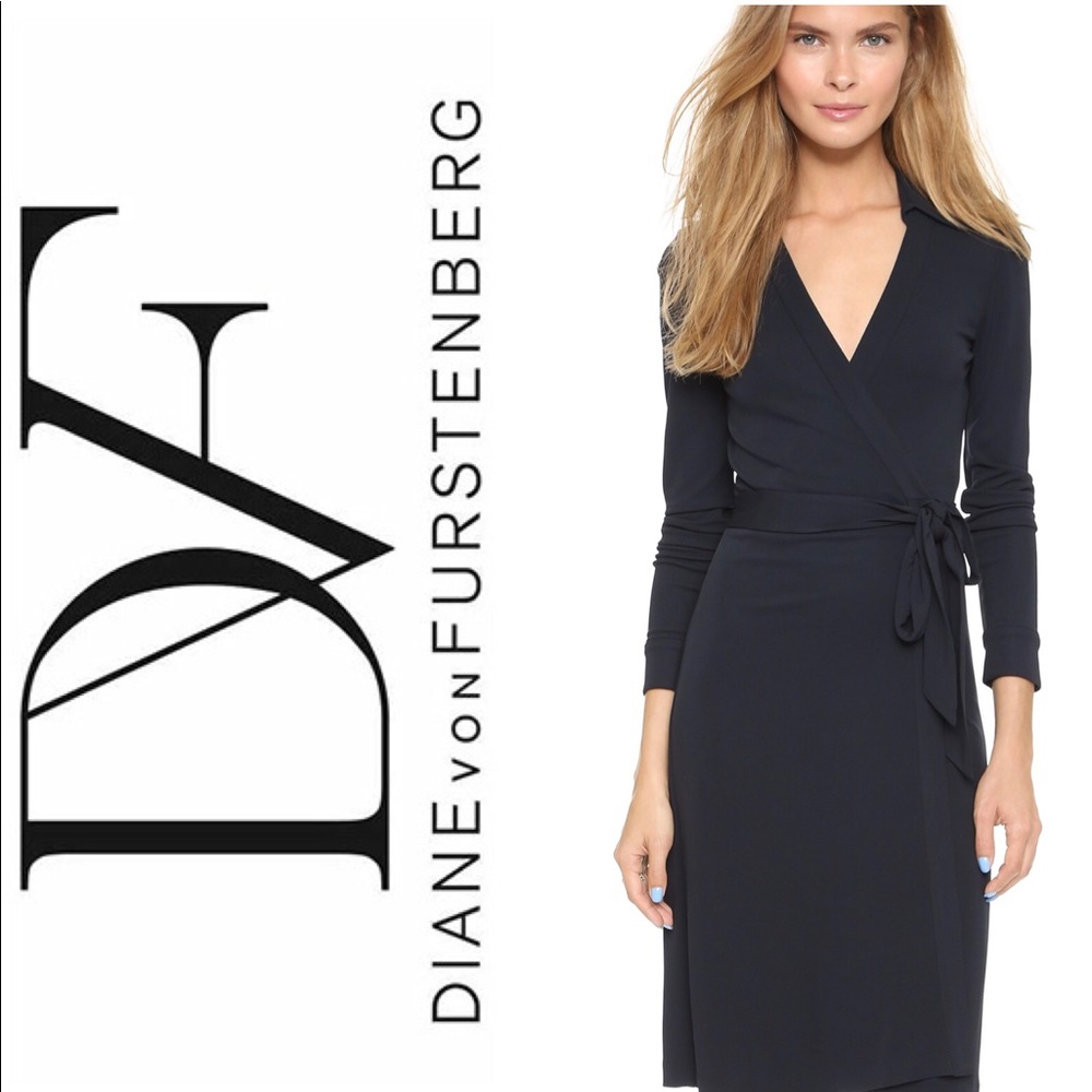DVF New Jeannie Two Navy Wrap Dress size 0 NWT